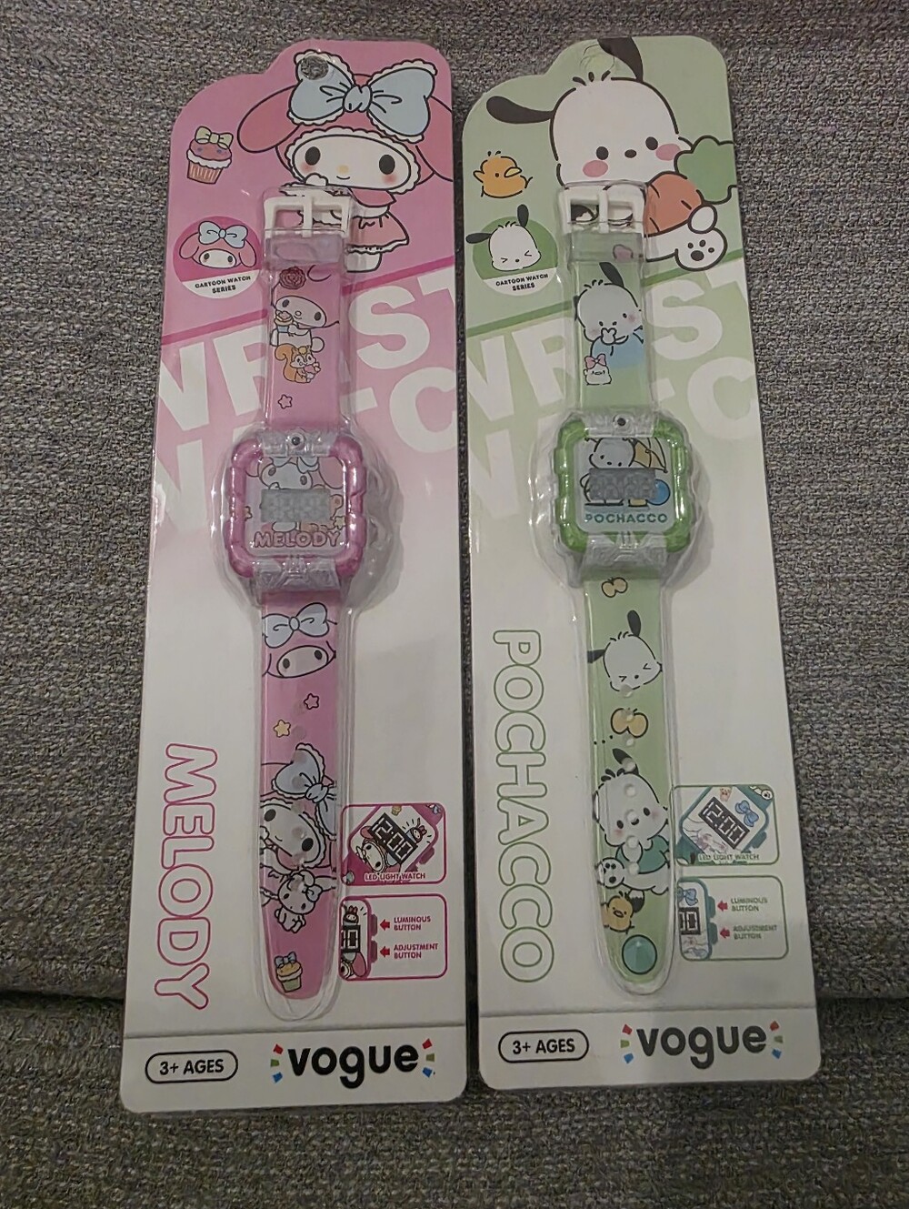 New Vogue Melody or Pochacco Kids Digital Watch - Pink or Green